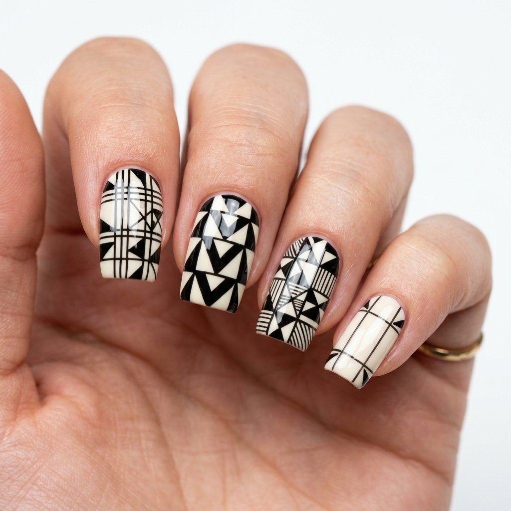 Nails 2025 Tendencia : 30 Trendy Ideas You'll Absolutely Love 15 Geometric Pattern Nail Ideas