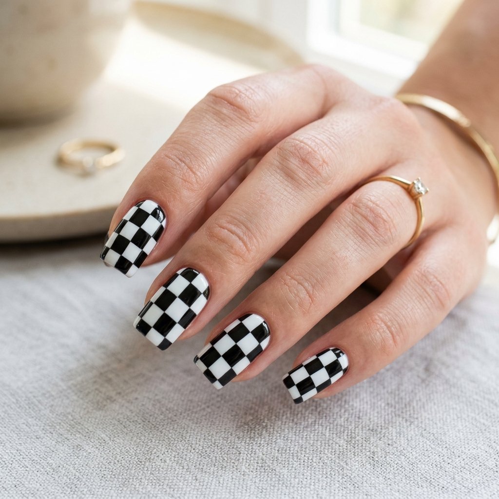 Nails Square Geometric Pattern Ideas