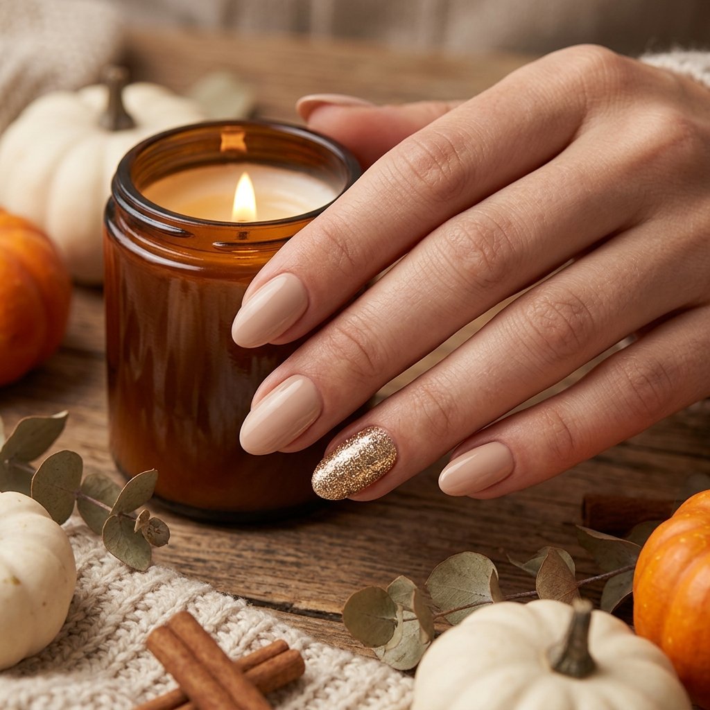Glitter Accent september nails ideas 2026