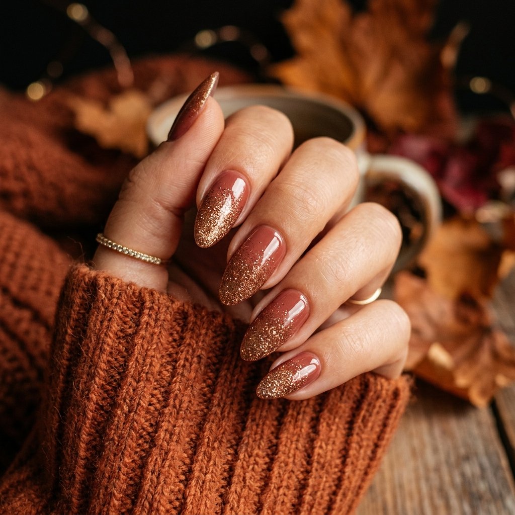 Glitter Fall Nails Almond Ideas