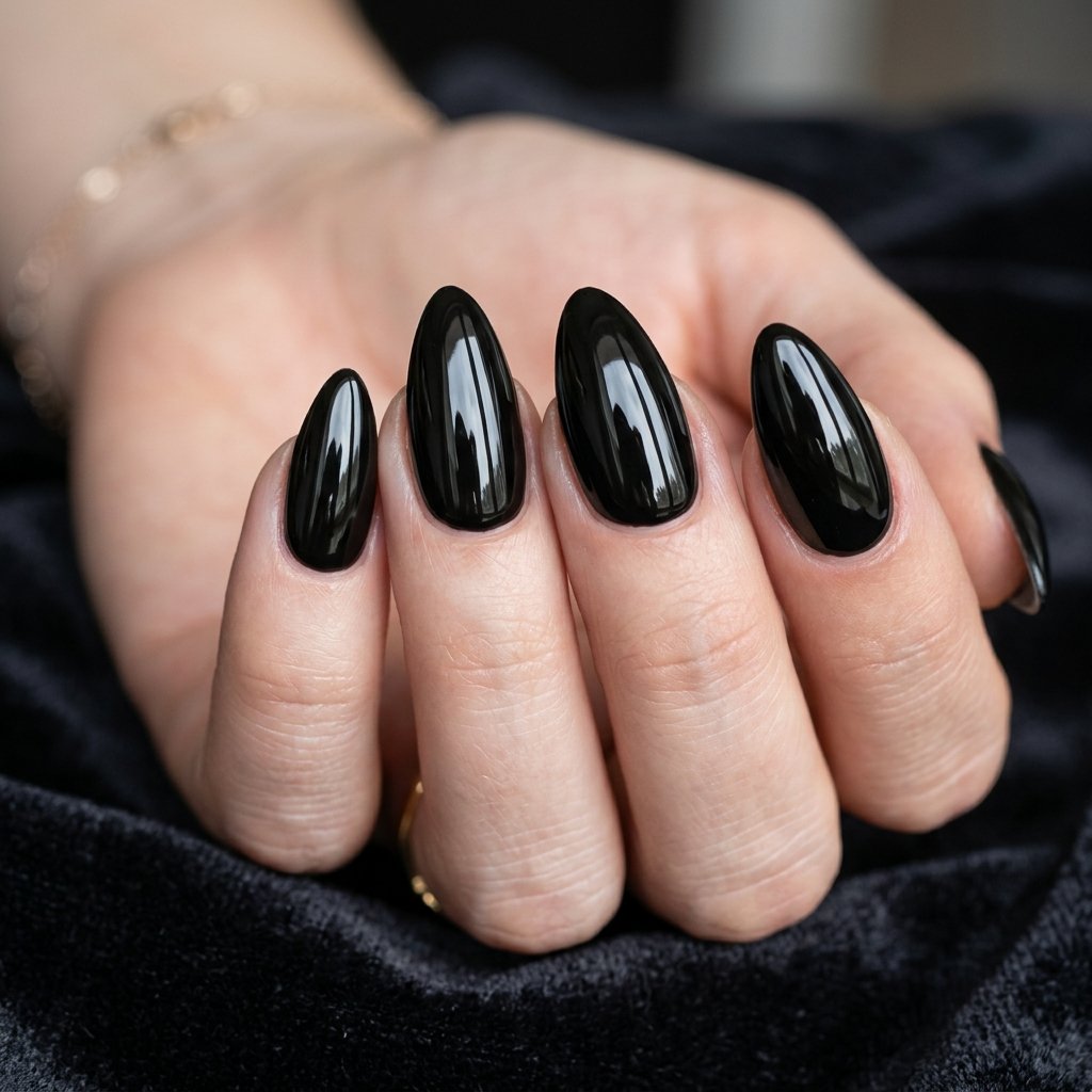Glossy Nails Black Ideas