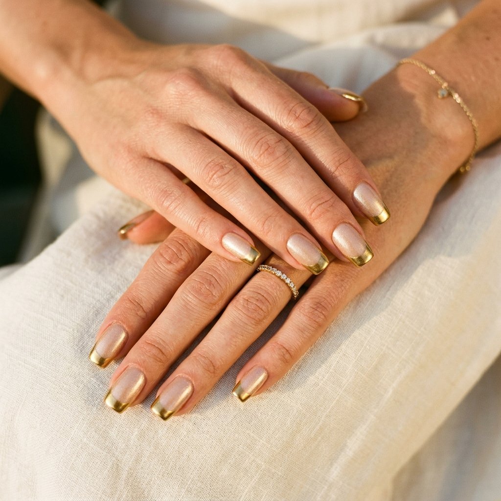 Gold French Tip Nails Ideas