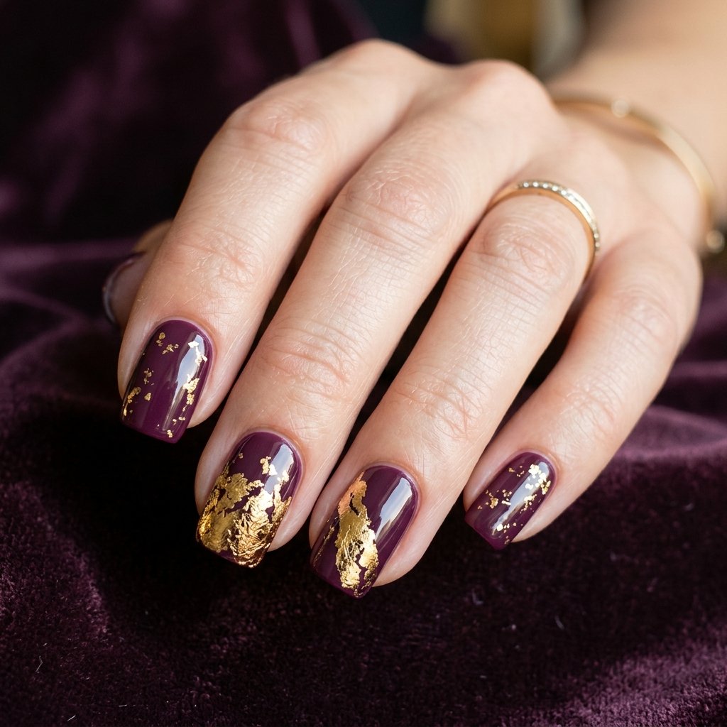 Gold Foil Accent Nail Ideas
