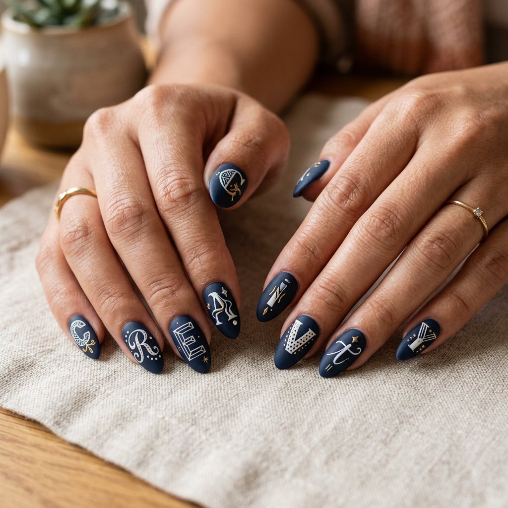 Graphic Letter Nail Idea