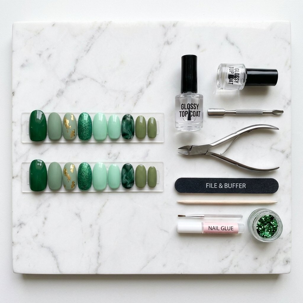 Nails Green Press-On and DIY Ideas
