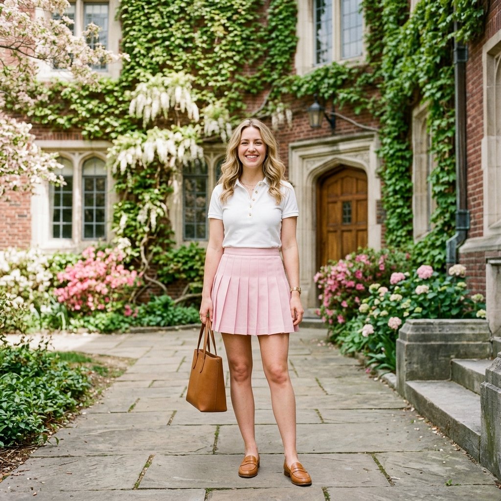Preppy spring skirt outfits