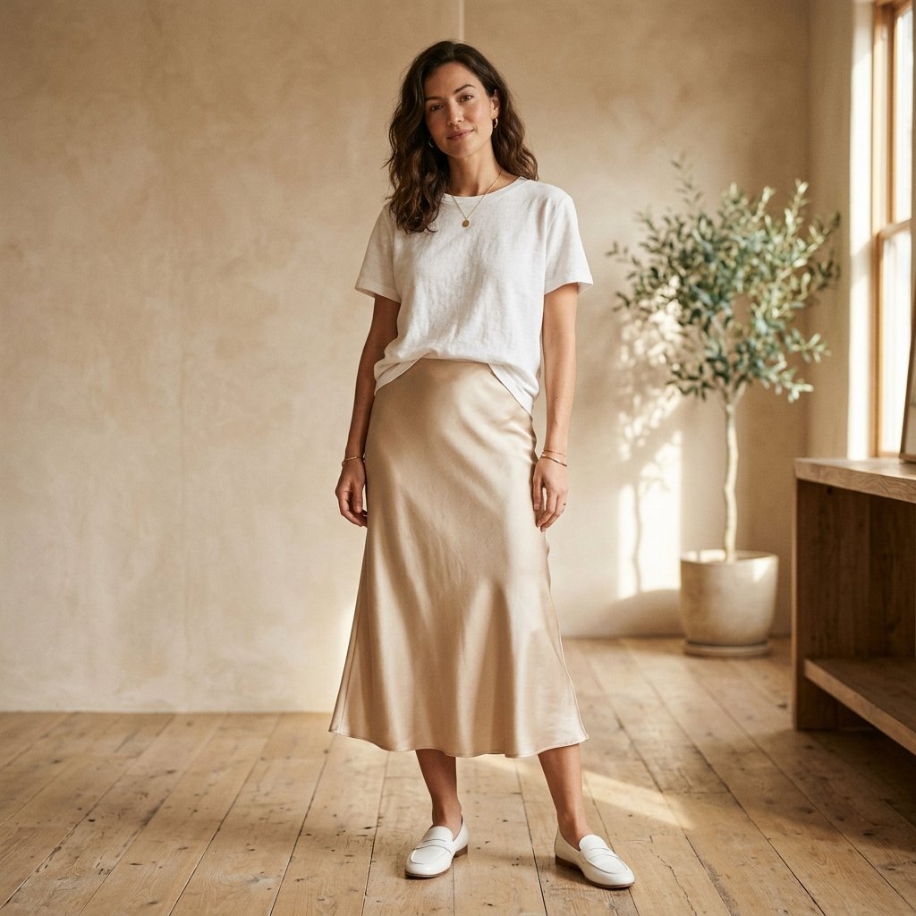 Satin spring skirt outfits
