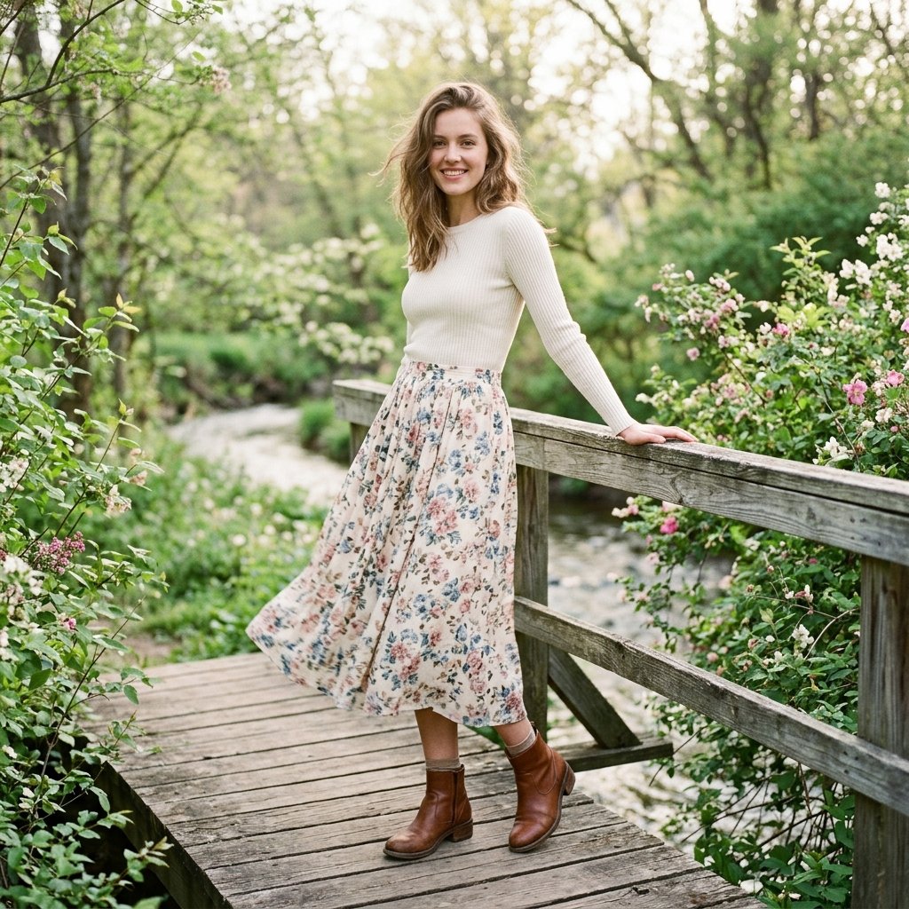 Spring Skirt and Boot Outfits
