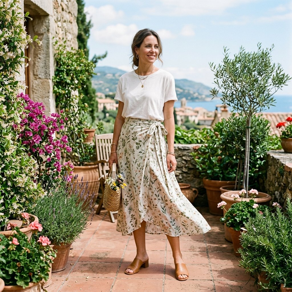Wrap spring skirt outfits