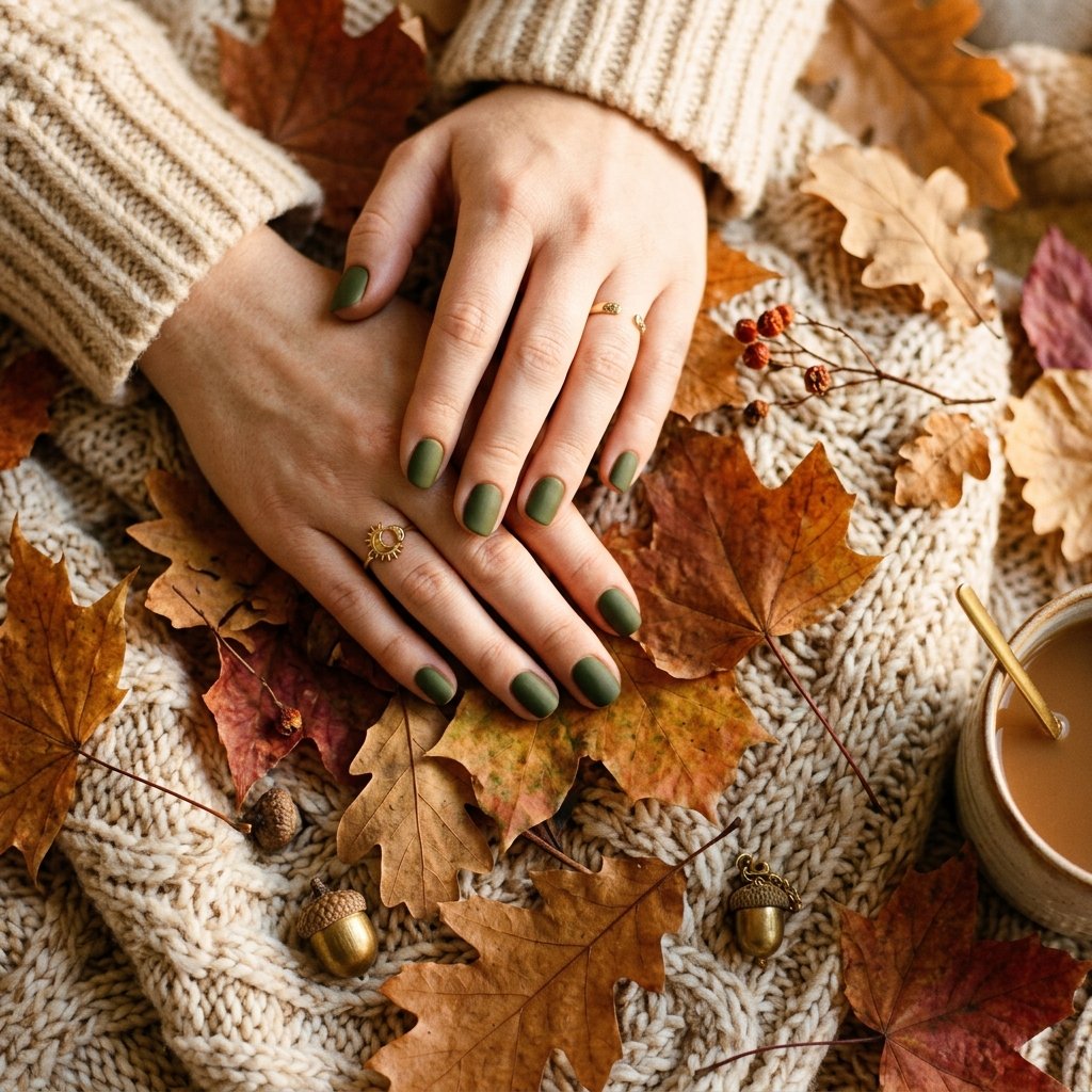 Nails Green Seasonal Fall and Winter Ideas