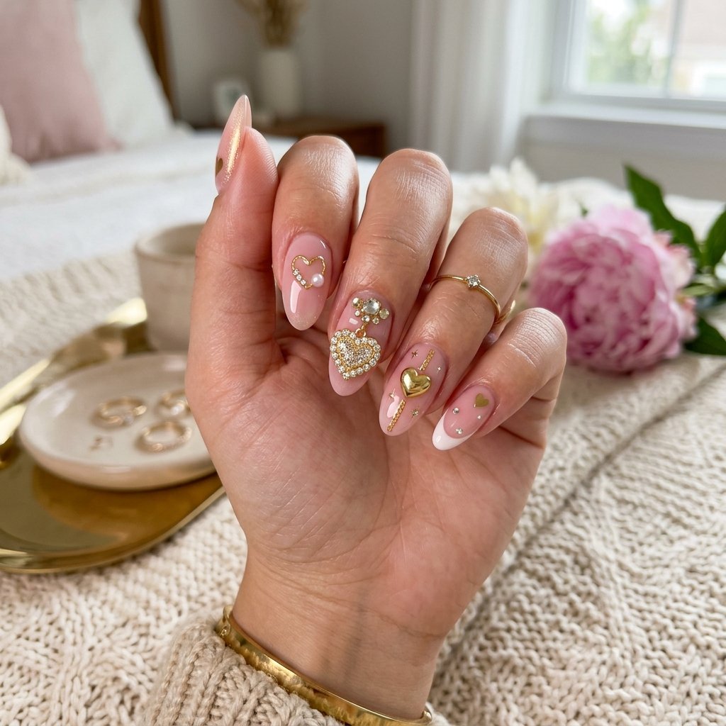 Heart Charm Nail Idea