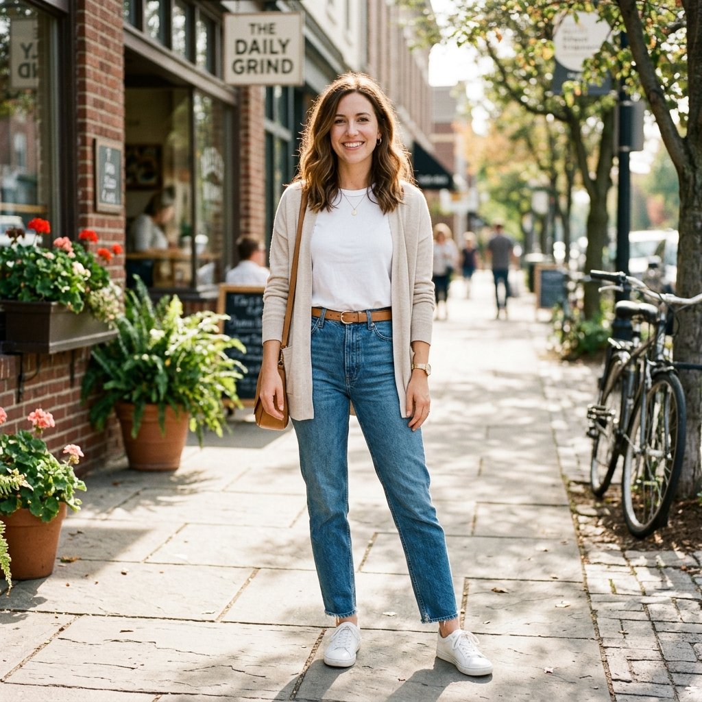 High Waisted Jeans and Tee Outfit Ideas