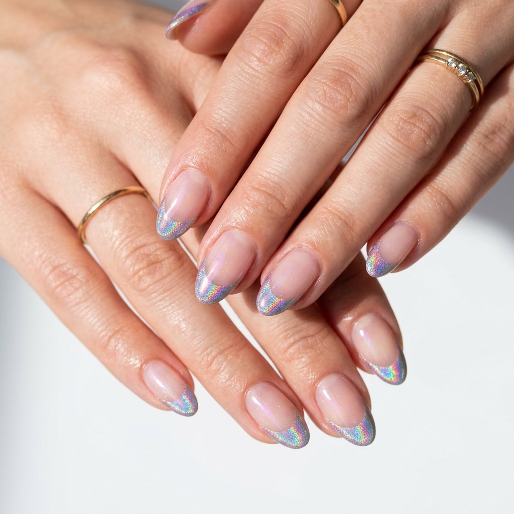 Holographic French Tip Nails Ideas