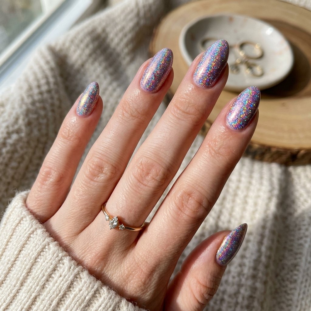Holographic Glitter Nail Idea