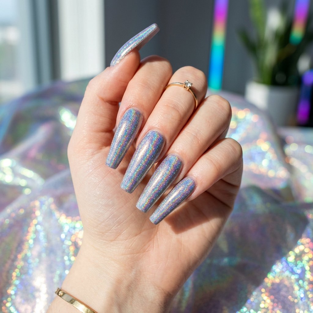Holographic Nails Long