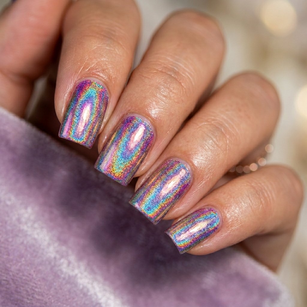 Nails Square Holographic Foil Ideas