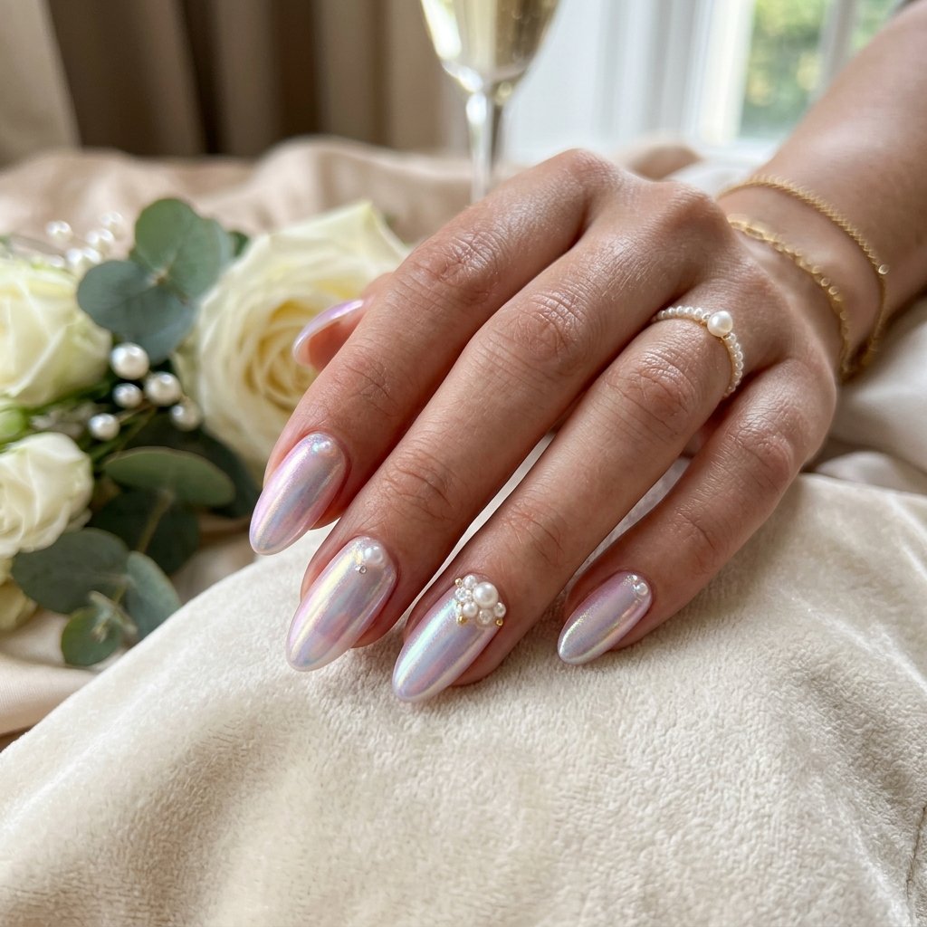 Iridescent Pearl Nail Idea