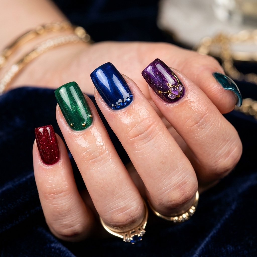 Deep Jewel Tone Nail Designs Ideas