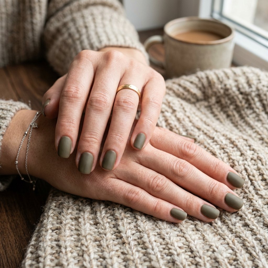 Khaki Green Nail Ideas