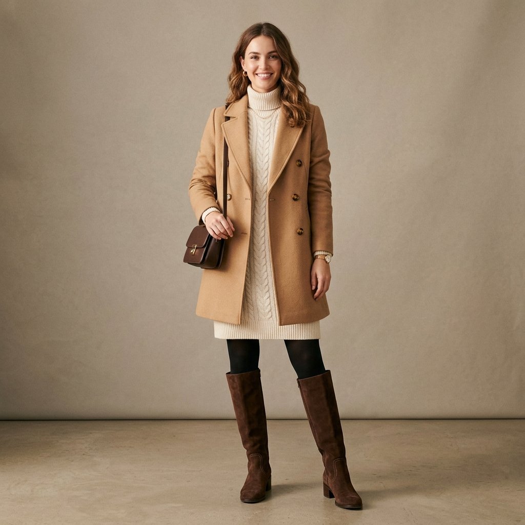 Winter Dress and Boots Outfit Ideas