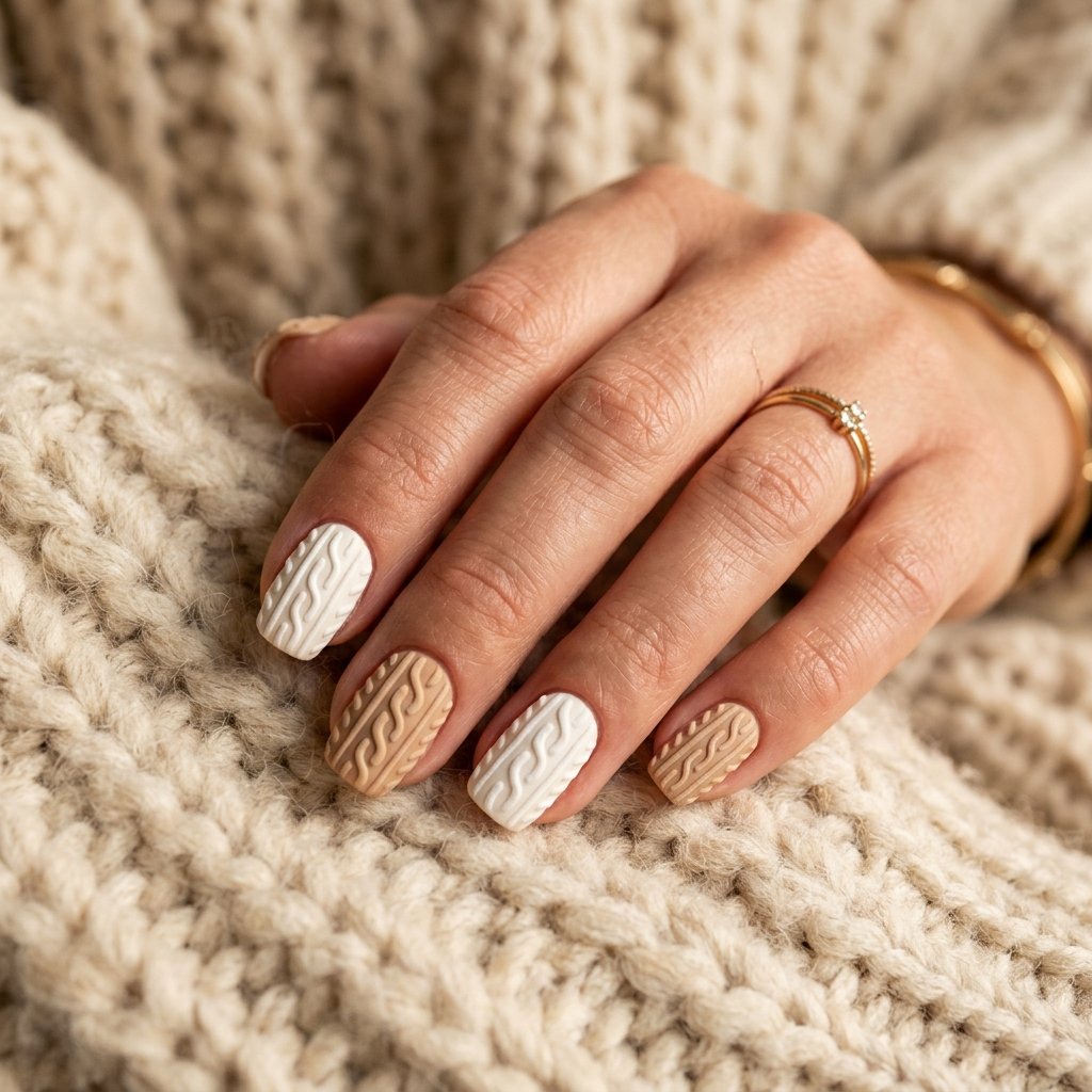 Cozy Knit Texture Fall Nail Designs Autumn Classy