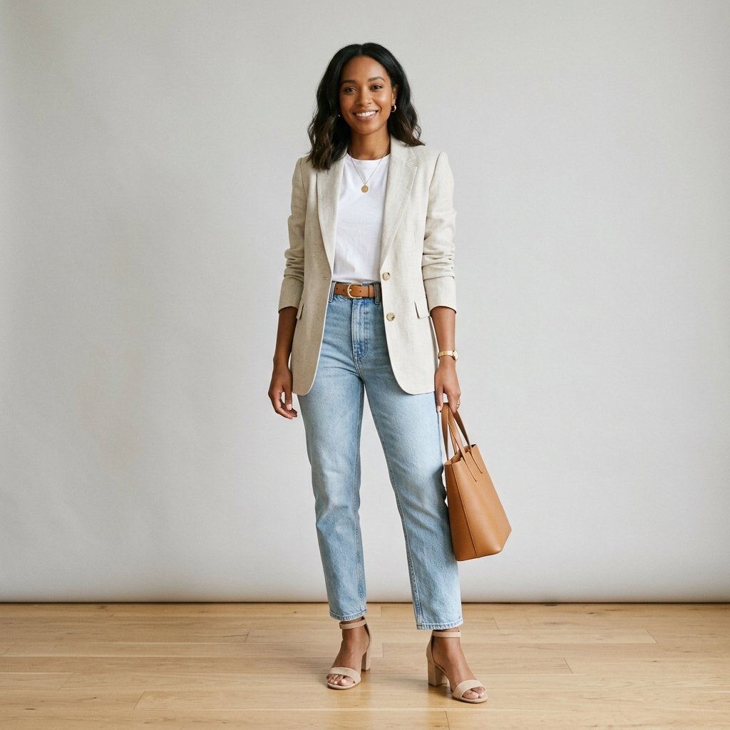 Light Wash Denim Work Outfit Ideas