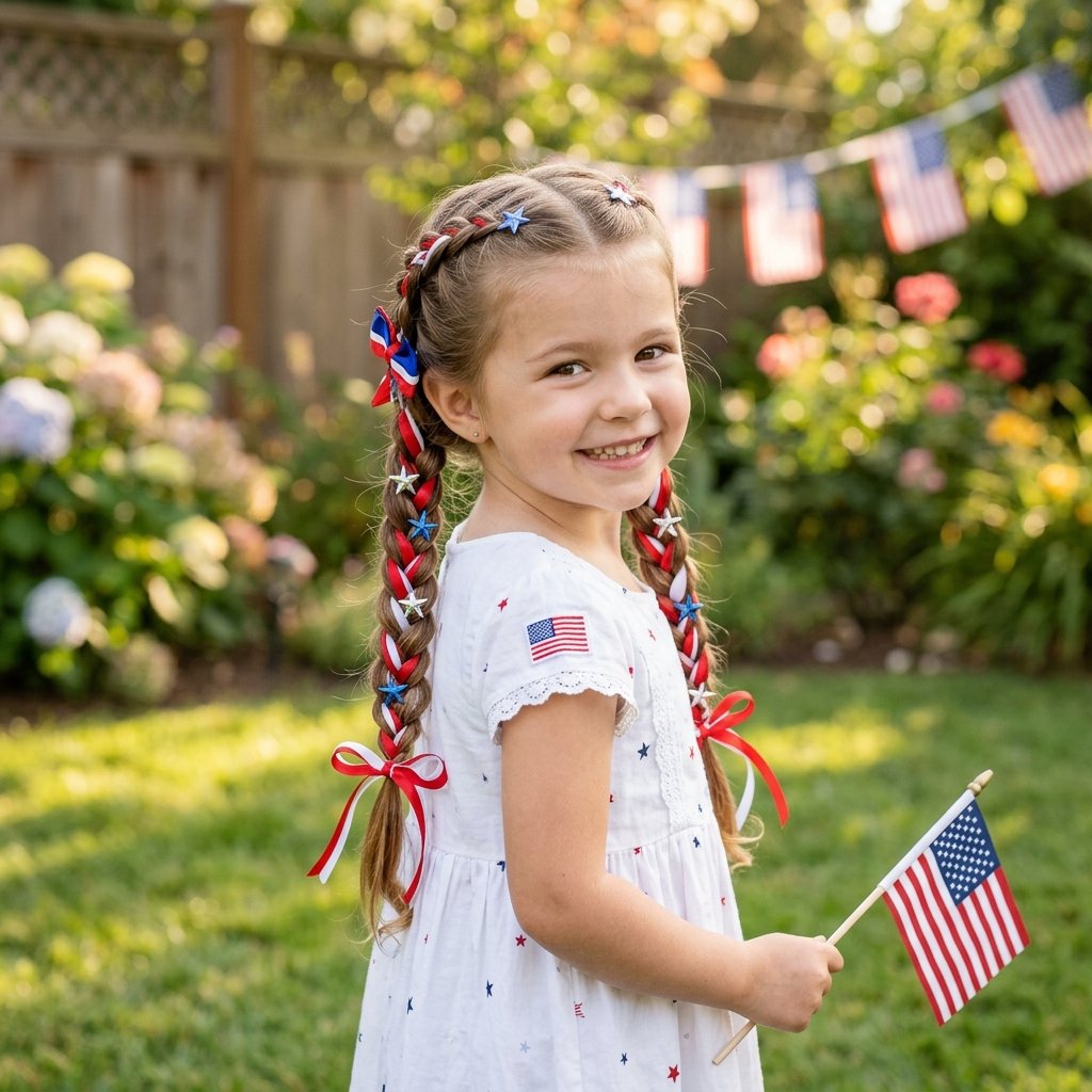 4th of July Hairstyles for Little Girls