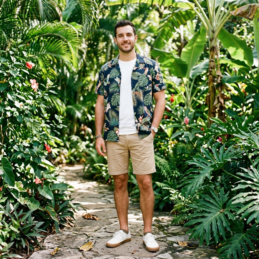 Tropical Print Shirt casual summer outfits men