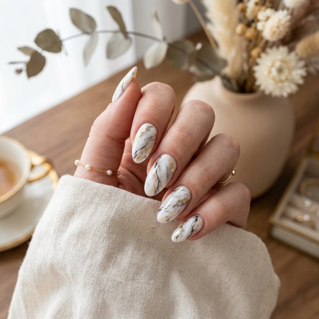 Marble Effect Nail Idea