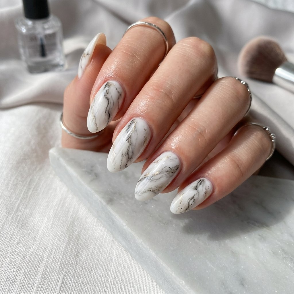 Marble Effect Nails Inspired Finish