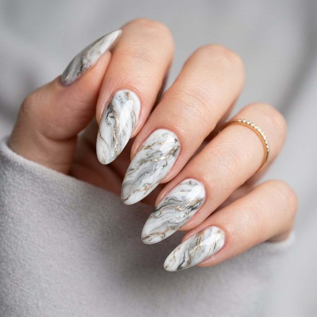 Nails 2025 Tendencia : 30 Trendy Ideas You'll Absolutely Love 8 Marble Effect Nail Ideas