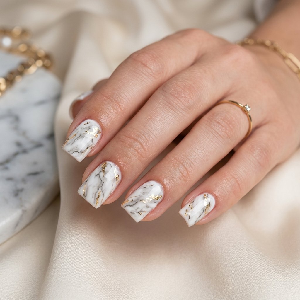 Nails Square Marble Effect Ideas