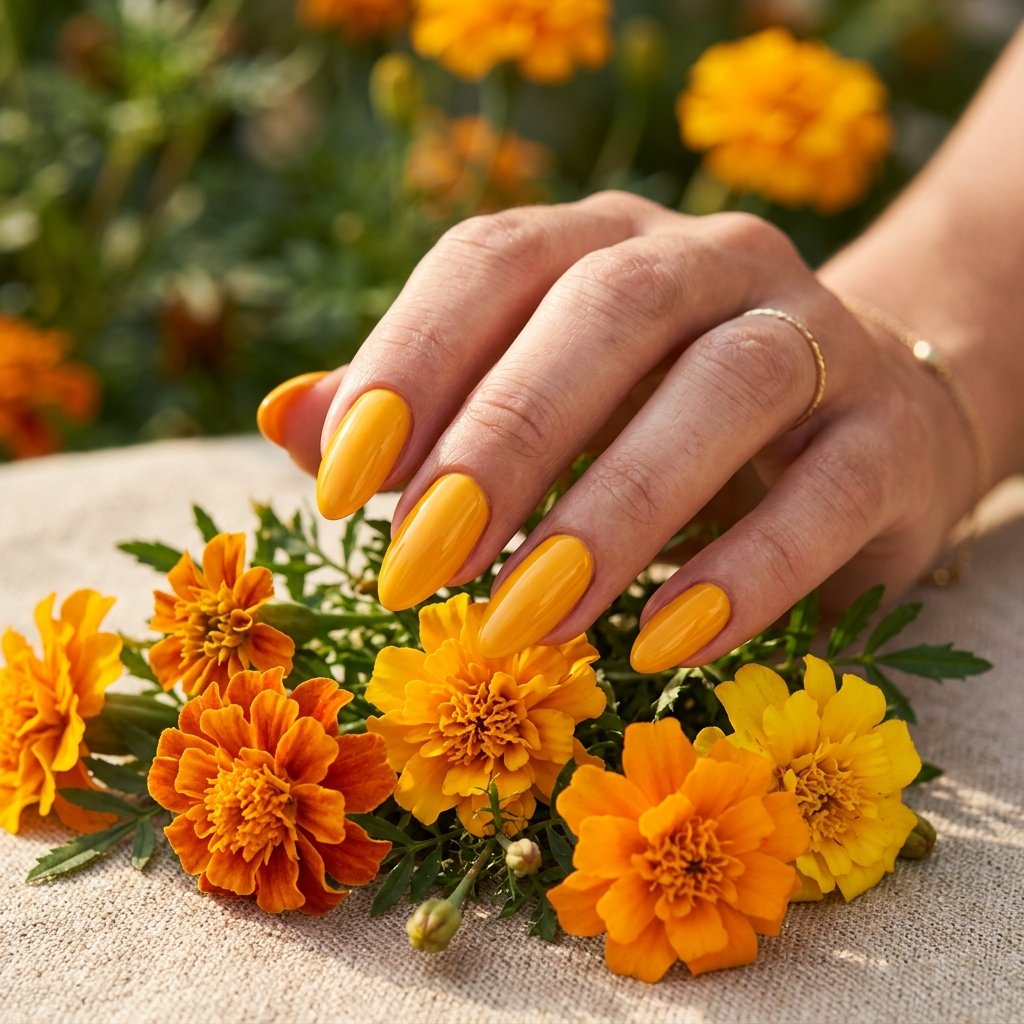 Marigold Yellow Almond Nail Ideas