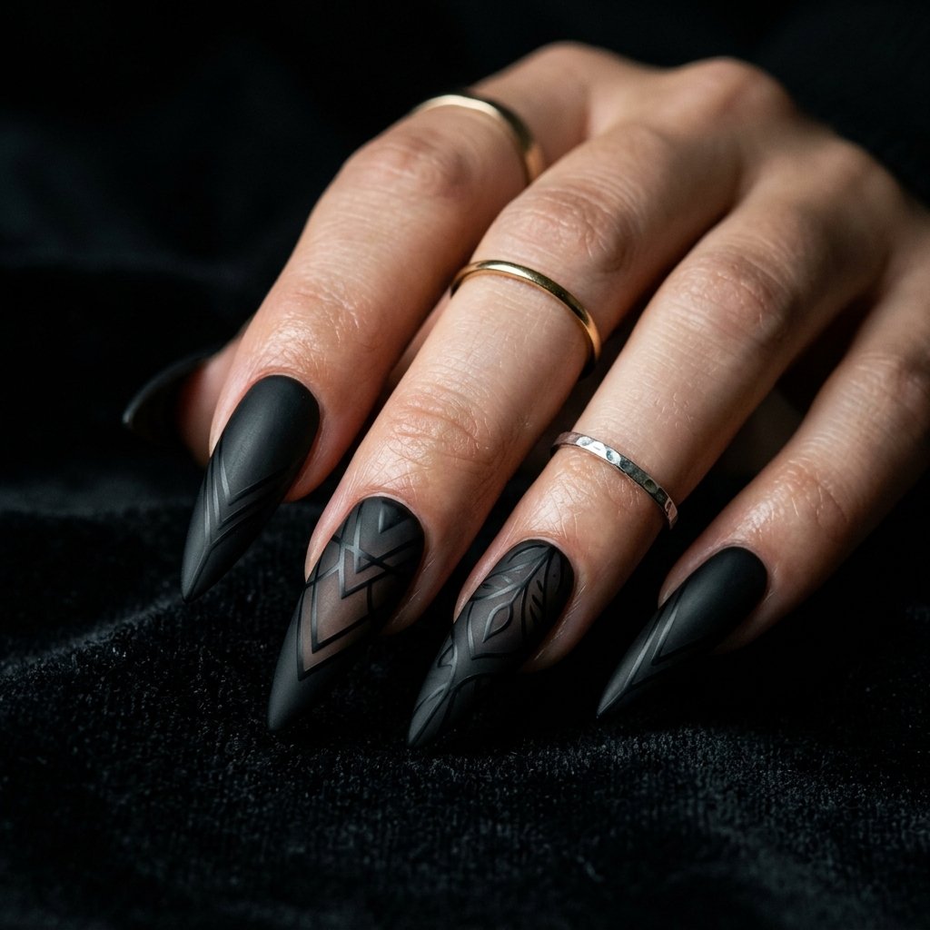 Nails 2025 Tendencia : 30 Trendy Ideas You'll Absolutely Love 16 Matte Black Nail Ideas