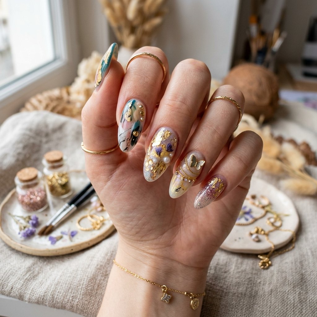 Mixed Media Nails Tendance Idea