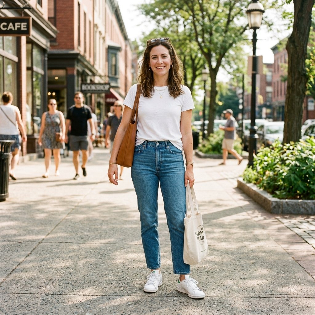 Everyday Jeans and Sneakers casual mom outfits Ideas