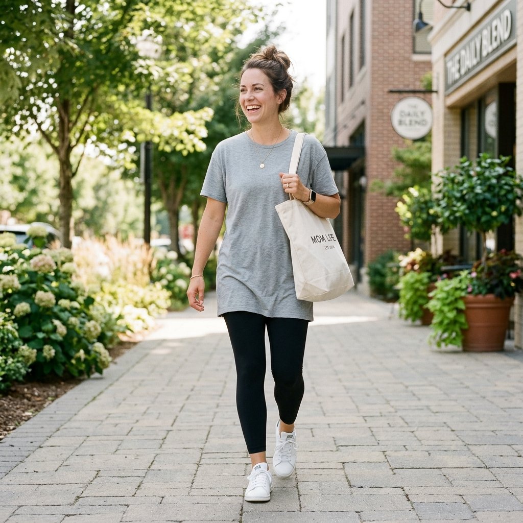 Casual Leggings Outfit Ideas for Moms