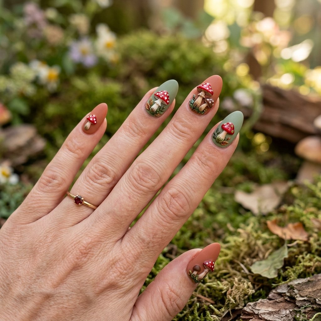 The Most Beautiful 30 Nails 3D Ideas to Try Right Now 18 Mushroom Nails 3D Ideas