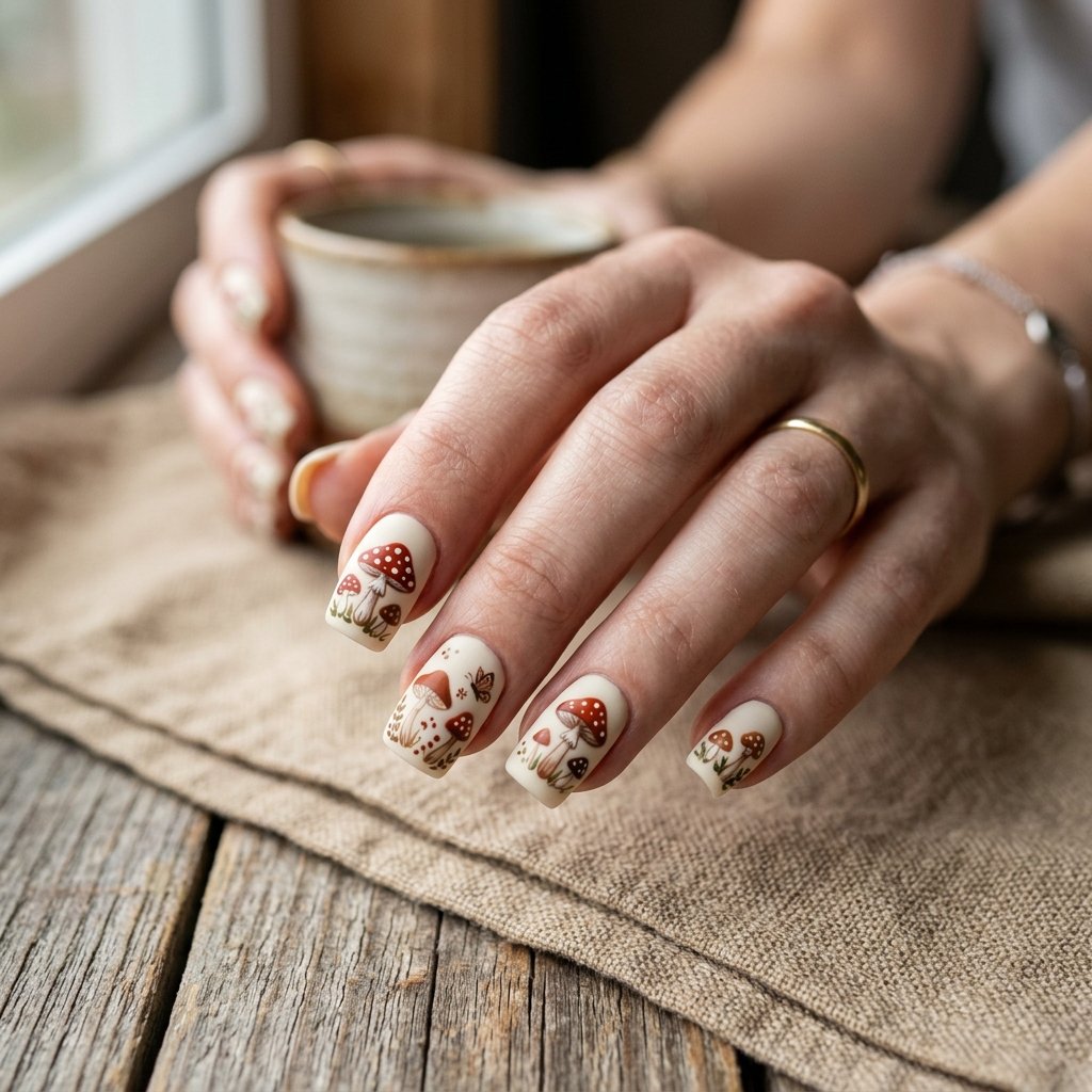 Mushroom Print Nail Art Ideas