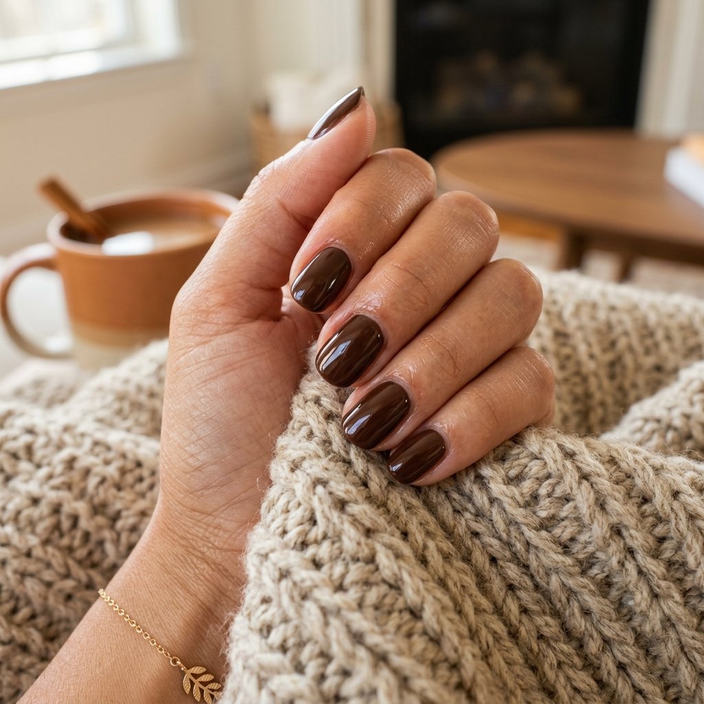 Chocolate Brown Fall Nails Simple Ideas