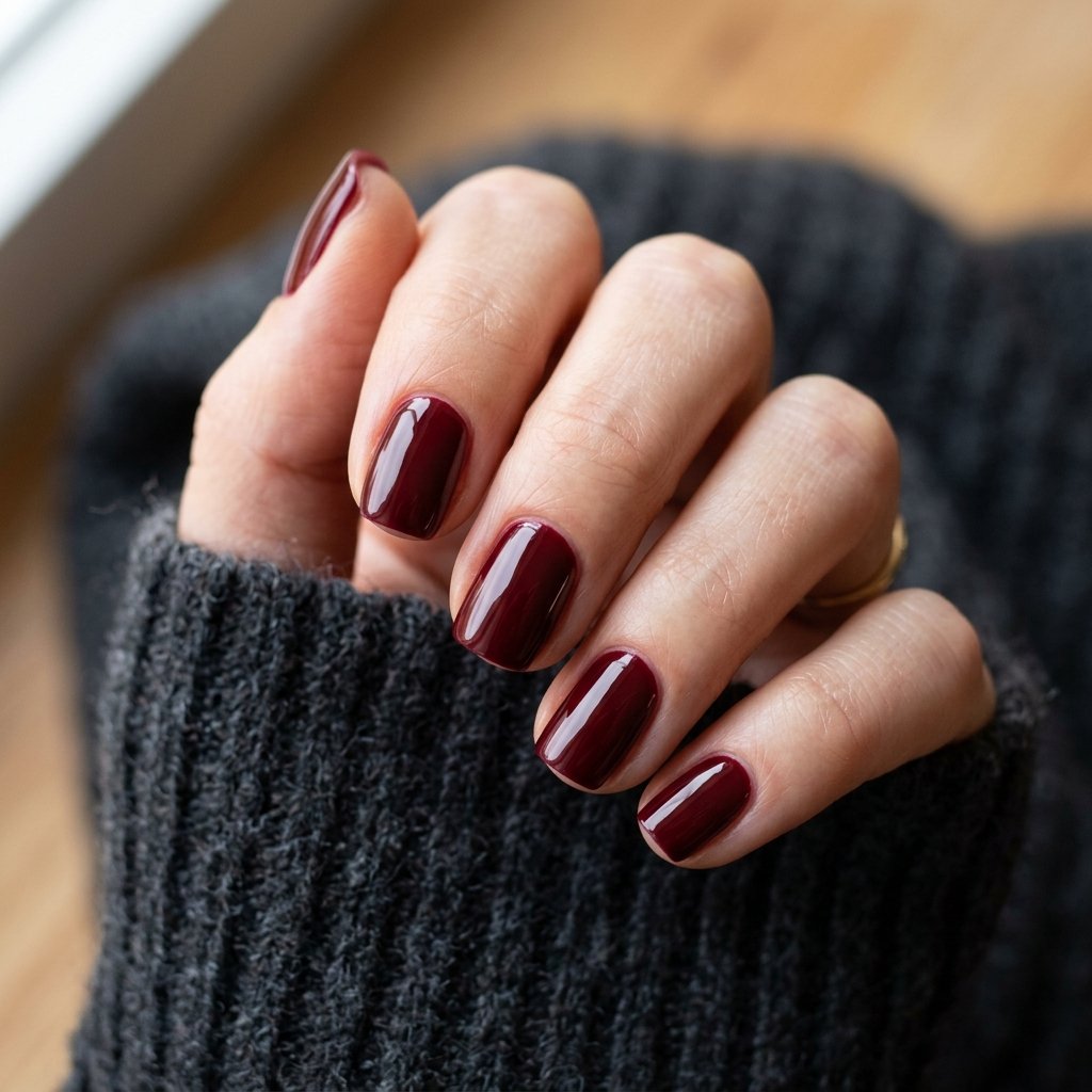 Dark Red Fall Nails Simple Ideas
