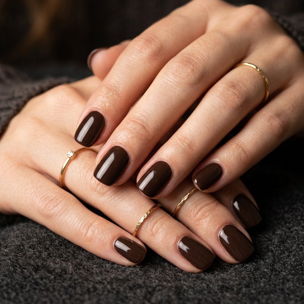 Cute Fall Nails Dark Brown Ideas