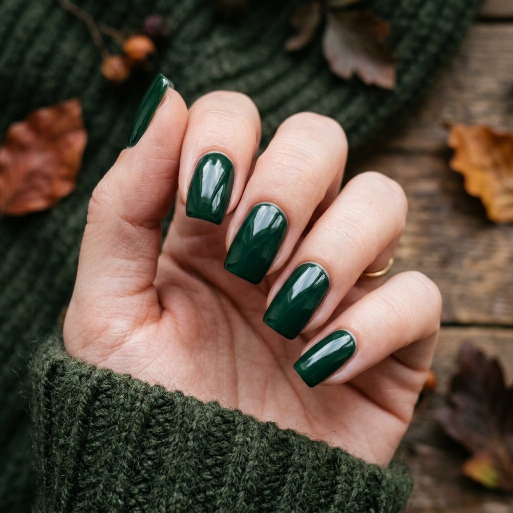 Forest Green Fall Nails Simple Ideas