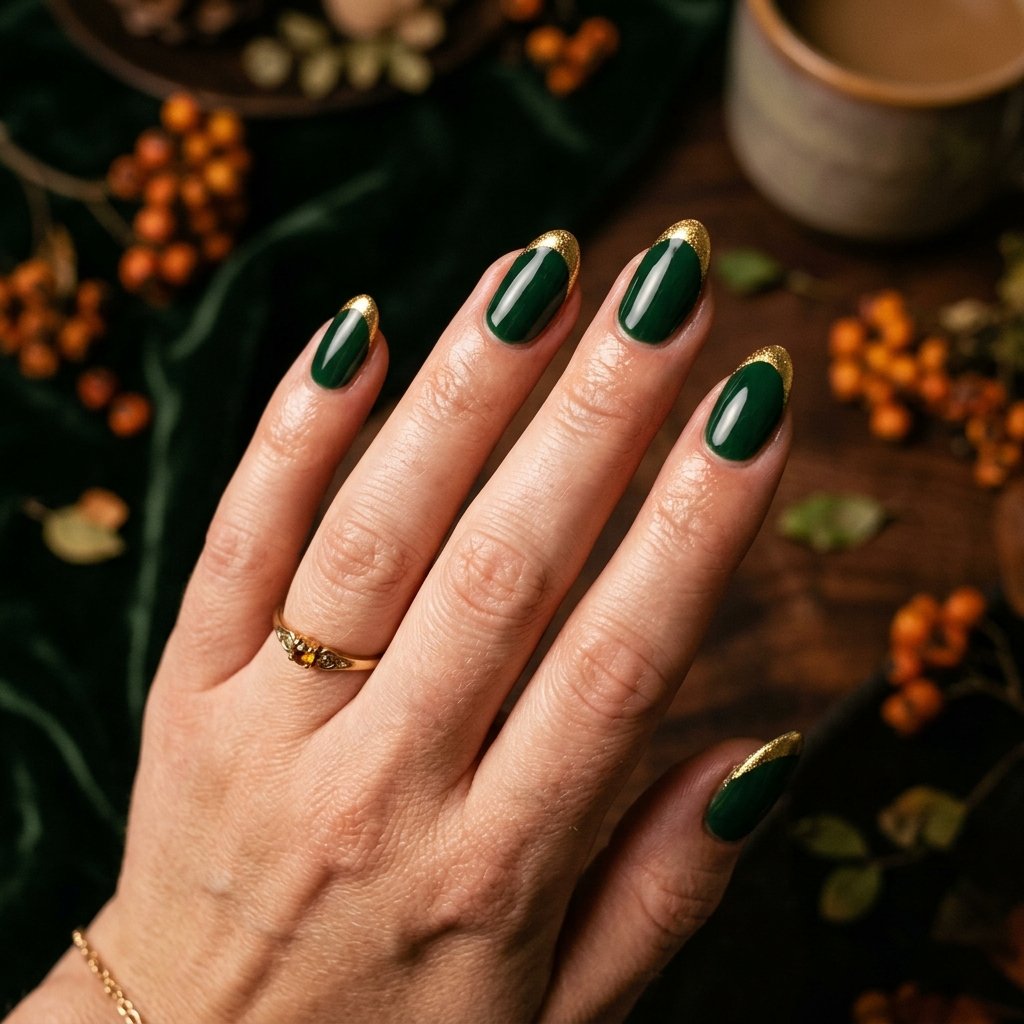 Cute Fall Nails Forest Green Ideas