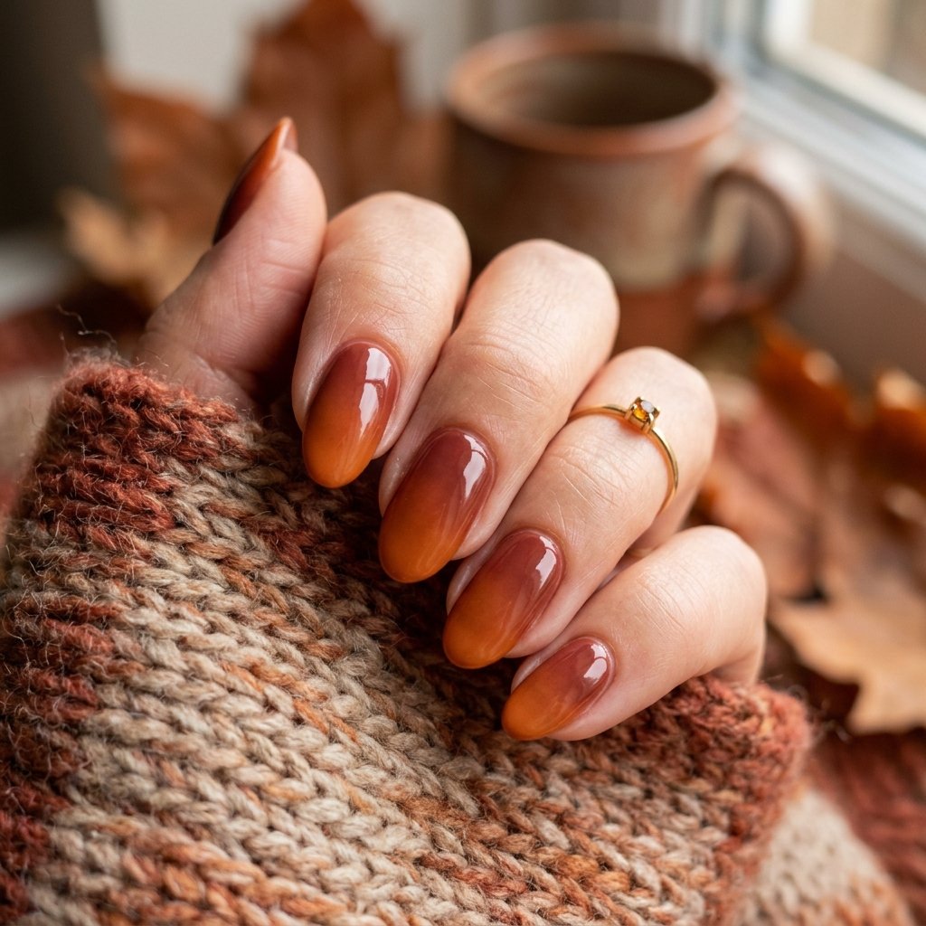 Cute Fall Nails Rust Ideas