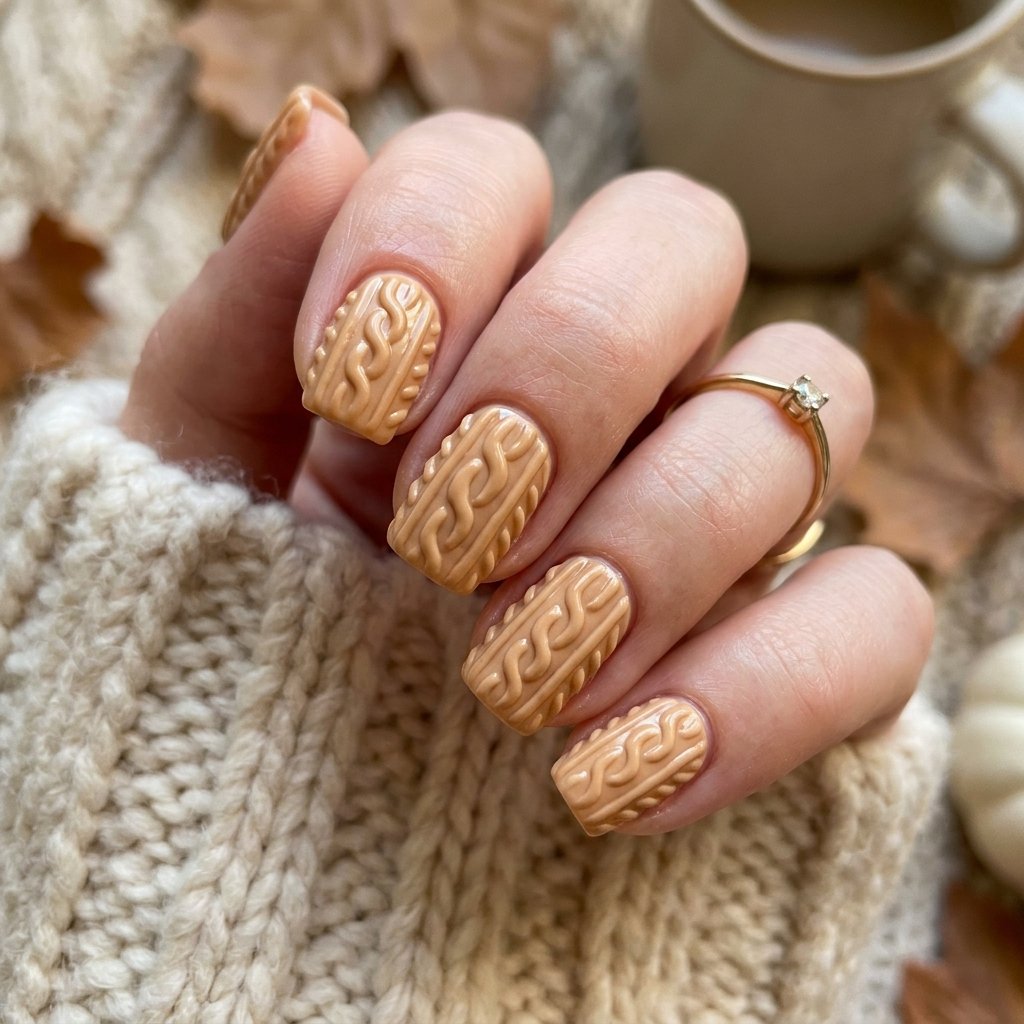 Cute Fall Nail Sweater Texture Ideas