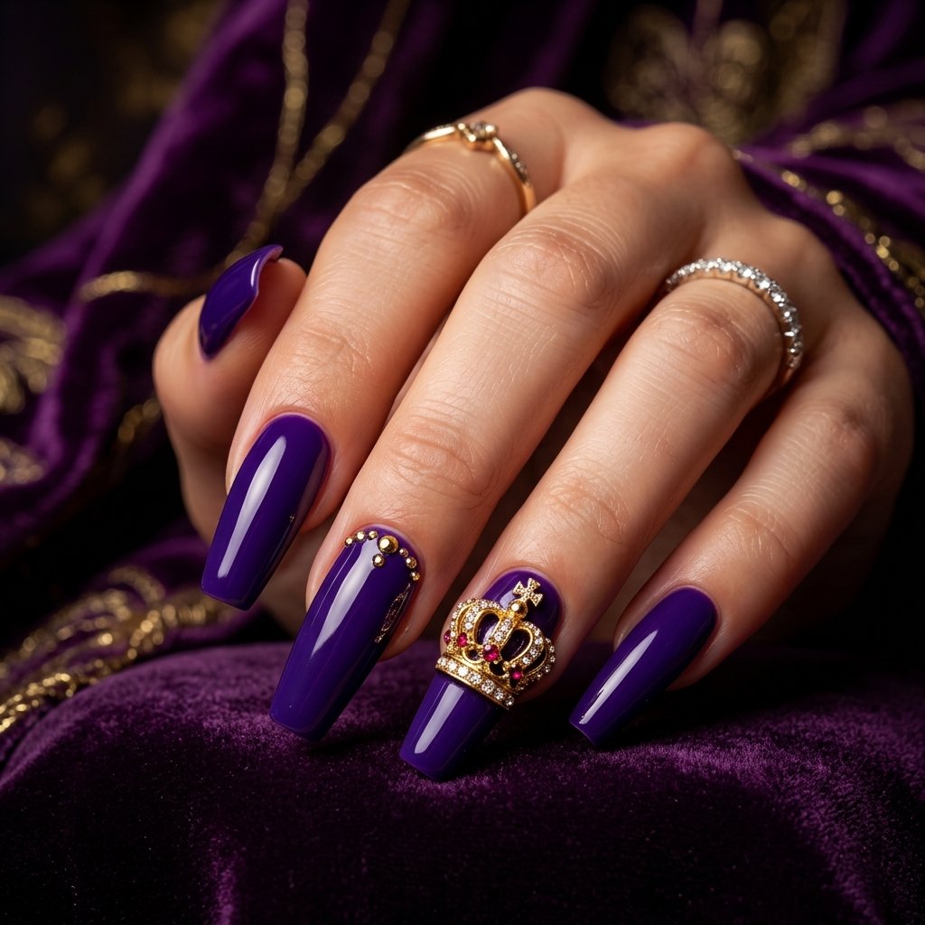 Nails With Charms Ideas: Your Complete Guide to Stunning Embellished Manicures 22 Nails With Crown Charms