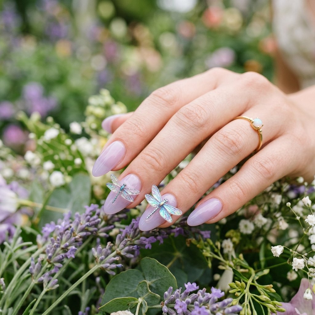 Nails With Charms Ideas: Your Complete Guide to Stunning Embellished Manicures 19 Nails With Dragonfly Charms