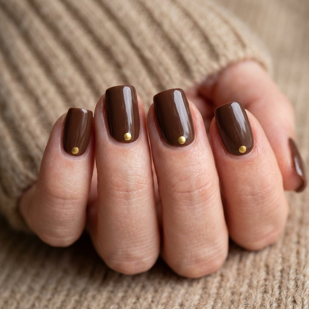 Simple Fall Nails with Dot Accent Ideas