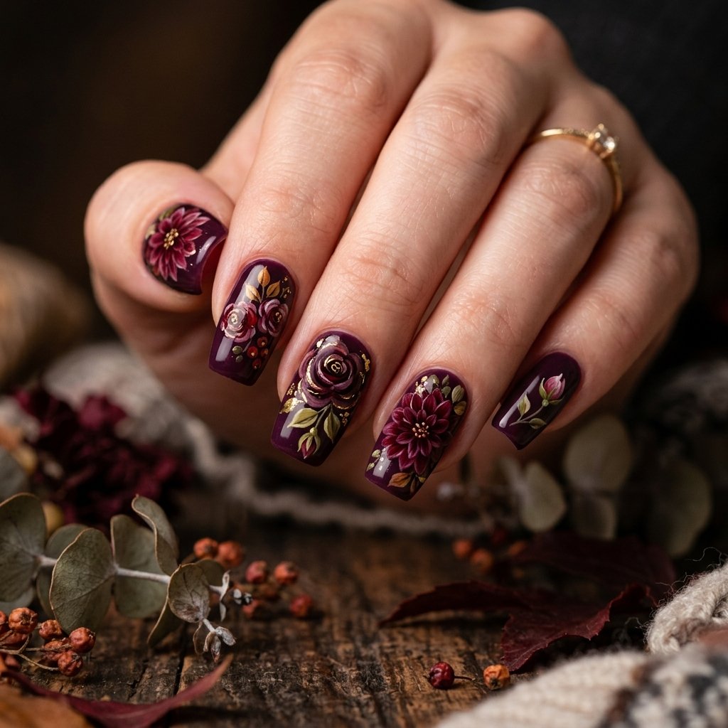 Cute Fall Nails Floral Ideas